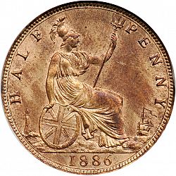 Large Reverse for Halfpenny 1886 coin