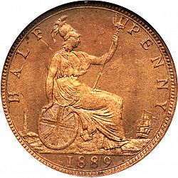 Large Reverse for Halfpenny 1889 coin