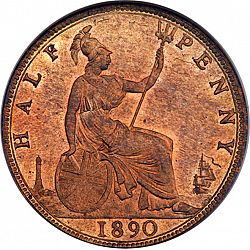 Large Reverse for Halfpenny 1890 coin