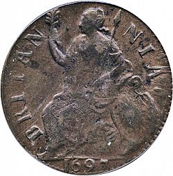 Large Reverse for Halfpenny 1697 coin