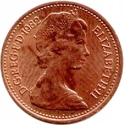 Large Obverse for 1/2p 1982 coin