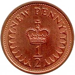 Large Reverse for 1/2p 1973 coin