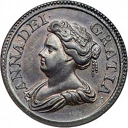 Large Obverse for Farthing 1714 coin