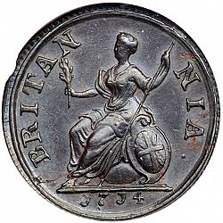Large Reverse for Farthing 1714 coin