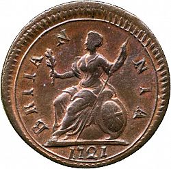 Large Reverse for Farthing 1721 coin