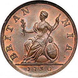 Large Reverse for Farthing 1730 coin