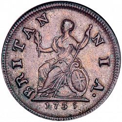 Large Reverse for Farthing 1735 coin