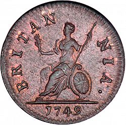 Large Reverse for Farthing 1749 coin