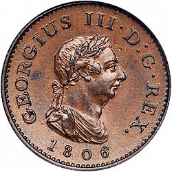 Large Obverse for Farthing 1806 coin