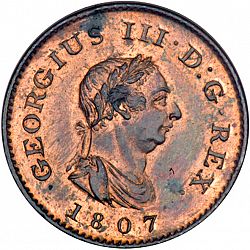 Large Obverse for Halfpenny 1807 coin