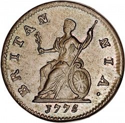 Large Reverse for Farthing 1775 coin