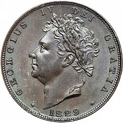 Large Obverse for Farthing 1829 coin