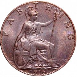 Large Reverse for Farthing 1916 coin