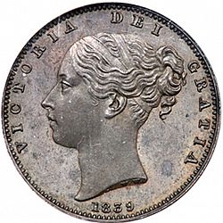 Large Obverse for Farthing 1839 coin