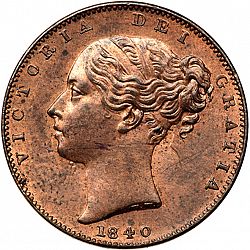 Large Obverse for Farthing 1840 coin