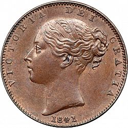 Large Obverse for Farthing 1841 coin