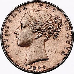 Large Obverse for Farthing 1844 coin