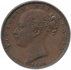 Large Obverse for Farthing 1850 coin