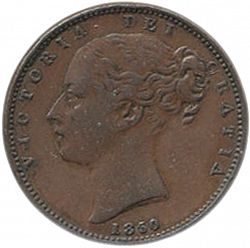 Large Obverse for Farthing 1850 coin