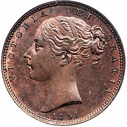 Large Obverse for Farthing 1851 coin