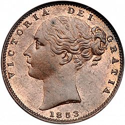 Large Obverse for Farthing 1853 coin