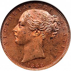 Large Obverse for Farthing 1858 coin