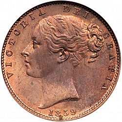 Large Obverse for Farthing 1859 coin