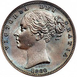Large Obverse for Farthing 1860 coin