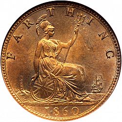 Large Reverse for Farthing 1860 coin