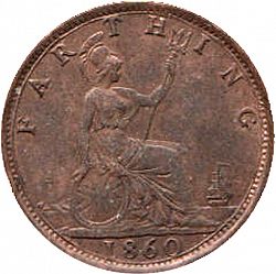 Large Reverse for Farthing 1860 coin