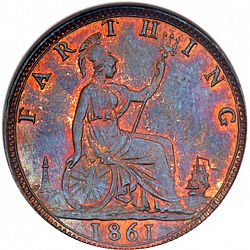 Large Reverse for Farthing 1861 coin