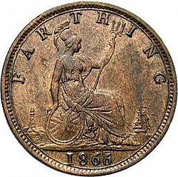 Large Reverse for Farthing 1866 coin