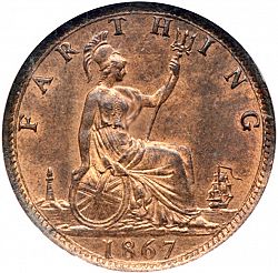 Large Reverse for Farthing 1867 coin