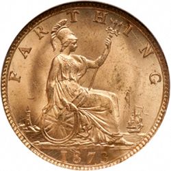 Large Reverse for Farthing 1873 coin