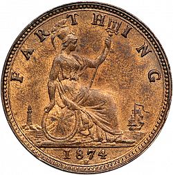 Large Reverse for Farthing 1874 coin