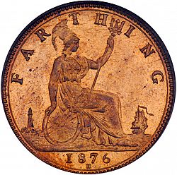 Large Reverse for Farthing 1876 coin
