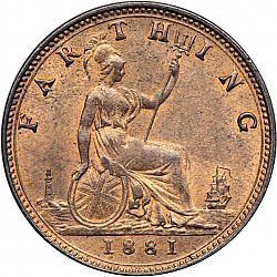 Large Reverse for Farthing 1881 coin