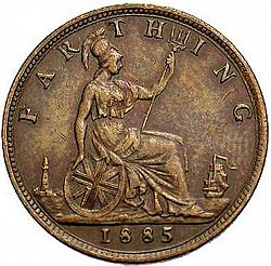 Large Reverse for Farthing 1885 coin
