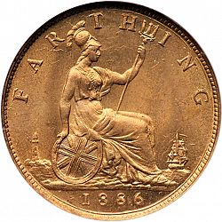 Large Reverse for Farthing 1886 coin