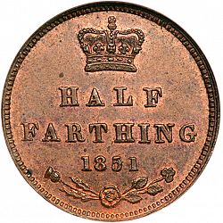 Large Reverse for Half Farthing 1851 coin