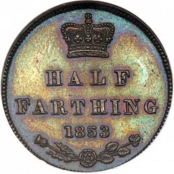 Large Reverse for Half Farthing 1853 coin