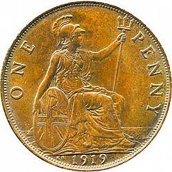 Large Reverse for Penny 1919 coin