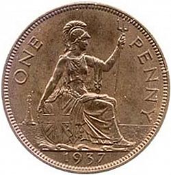 Large Reverse for Penny 1937 coin