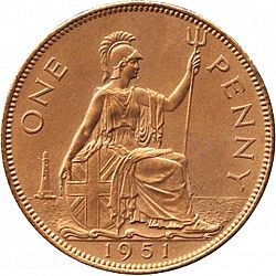 Large Reverse for Penny 1951 coin