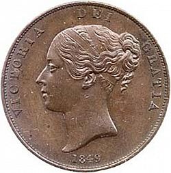 Large Obverse for Penny 1849 coin