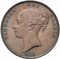 Large Obverse for Penny 1851 coin
