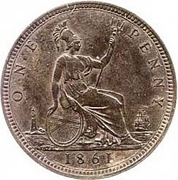 Large Reverse for Penny 1861 coin