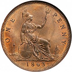 Large Reverse for Penny 1863 coin