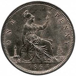 Large Reverse for Penny 1865 coin
