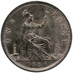 Large Reverse for Penny 1865 coin